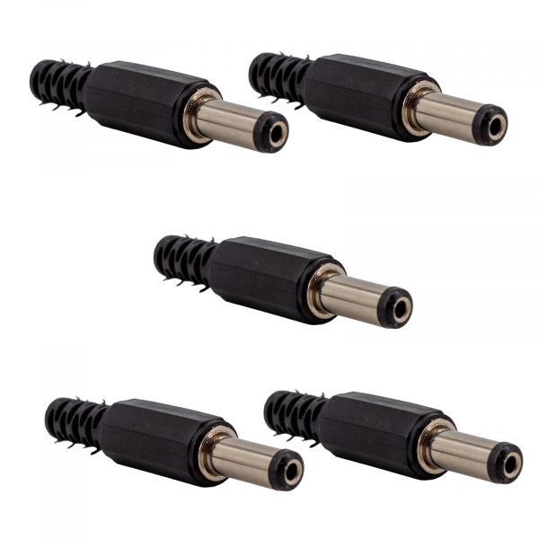 5x DC Hohlstecker 5.5x2.5mm Male zum Anlöten – Netzteil-Kabelanschluss