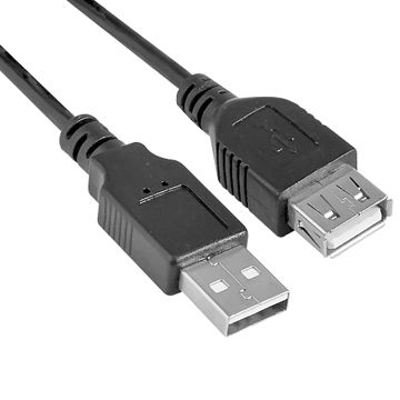 yourDroid USB 2.0 Kabel 3m, Verlängerungskabel, A-Stecker auf A-Buchse, Vernickelt, Schwarz