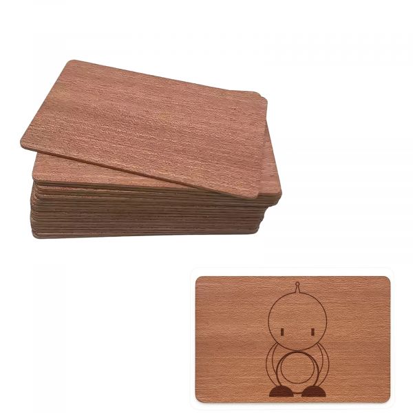 10 NFC213 RFID-Karten aus Bambus– Lasergravurfähige RFID-Tags 13,56 MHz (Sapele)