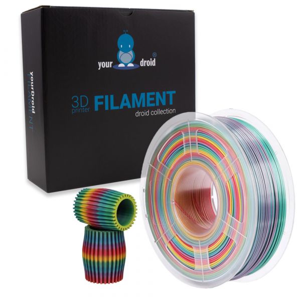 yourDroid BioSilk PLA PLUS Filament Regenbogen 1.75mm 1kg