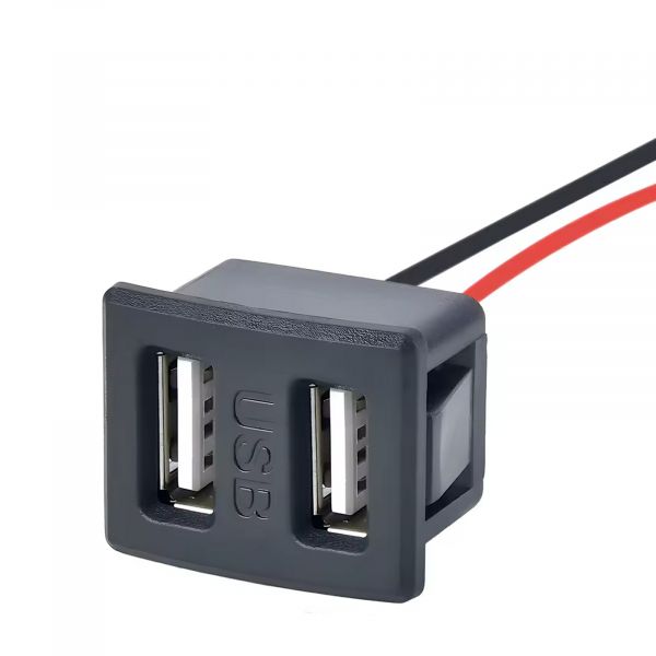 Einbaubuchse DUAL USB Ladebuchse 5V 2A 90-120° Bogen