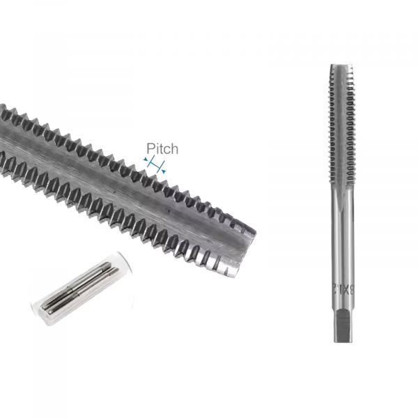 2x M8 Gewindebohrer HSS – Metrischer Handgewindebohrer mit gerader Nut