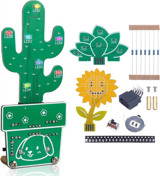 Bausatz LED-Pflanzen im Blumentopf Kaktus Sonnenblume Aloevera