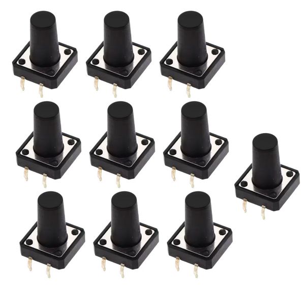 10x Taktschalter 12×12×15mm THT Drucktaster für Arduino, Raspberry Pi und Prototyping