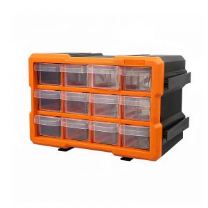 Kleinteilemagazin Sortimentskasten erweiterbar 12 Fächer (Orange)