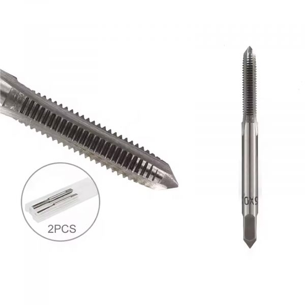 2x M5 Gewindebohrer HSS – Metrischer Handgewindebohrer mit gerader Nut