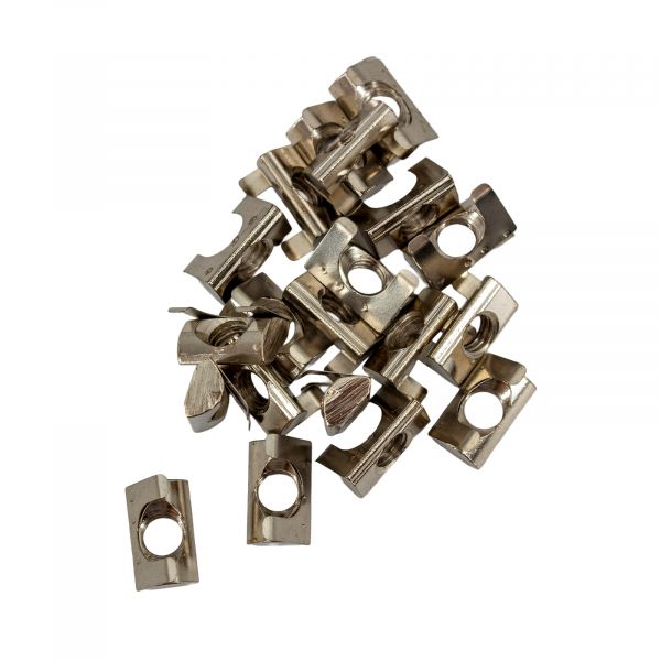20x Nutenstein M6 Nut 6 einschwenkbar mit Feder