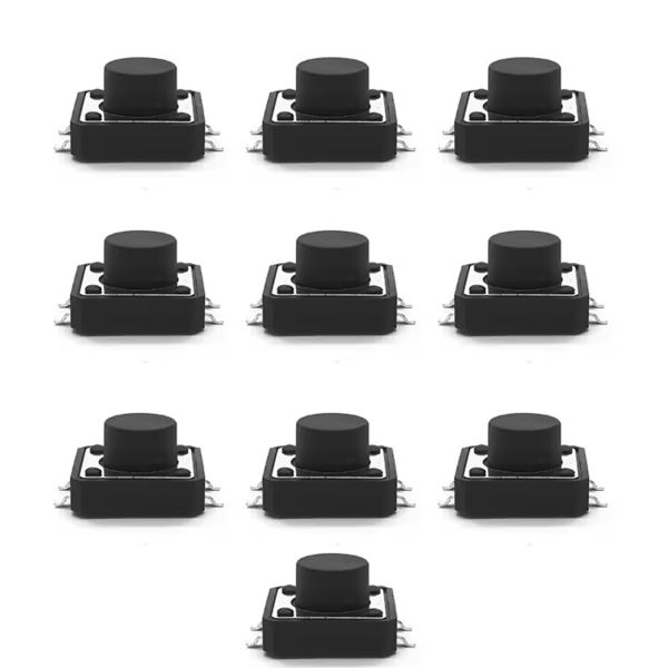 10x SMD-Taster 12x12x6,5mm Microtaster Druckknopf für Platinenmontage