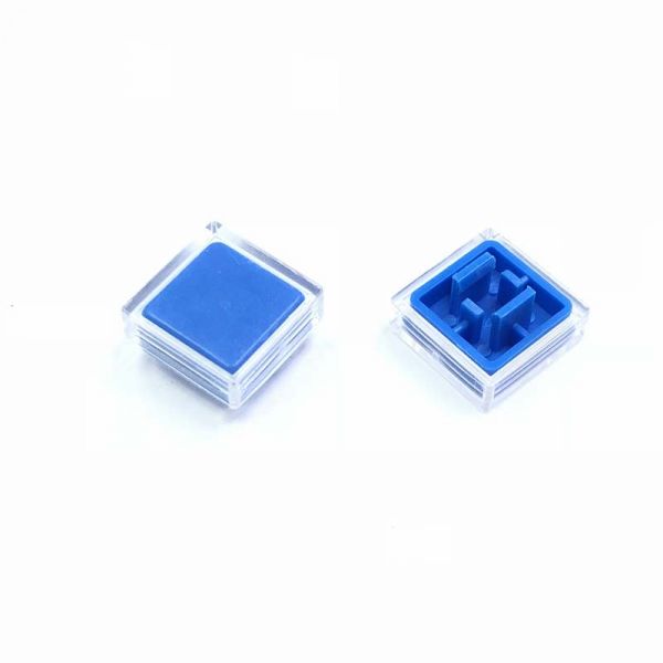 10x A14 Keycaps blau + transparente Abdeckkappen für 12×12×7,3 mm Taster