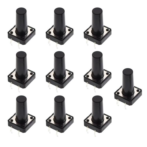 10x Taster 12x12x18mm THT – Druckknopf-Microtaster für Breadboard und Platinen