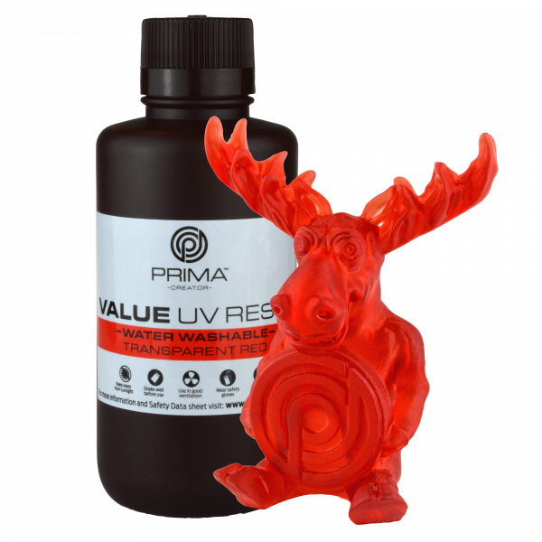 PrimaCreator Value Water Washable UV Resin - 1000 ml - Transparent Red