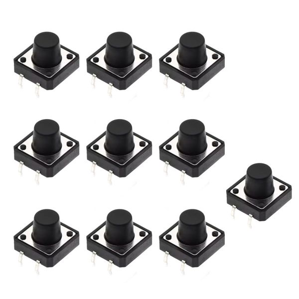 10x Taster 12x12x9mm THT Druckknopf Microtaster 4-Pin für Prototyping und Arduino-Projekte