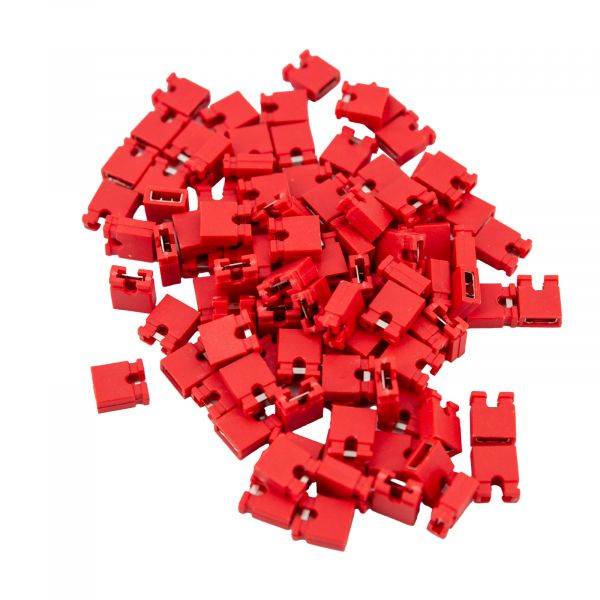 100 Jumper Kurzschlussbrücken 2.54mm rot