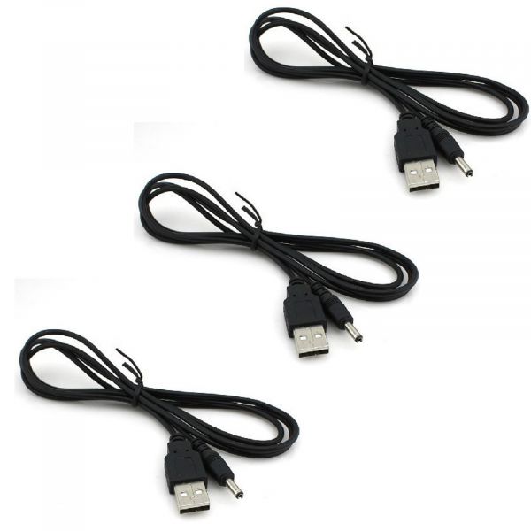 3x USB Stromkabel auf DC Hohlstecker 3.5x1.35mm 5V 80cm Ladekabel