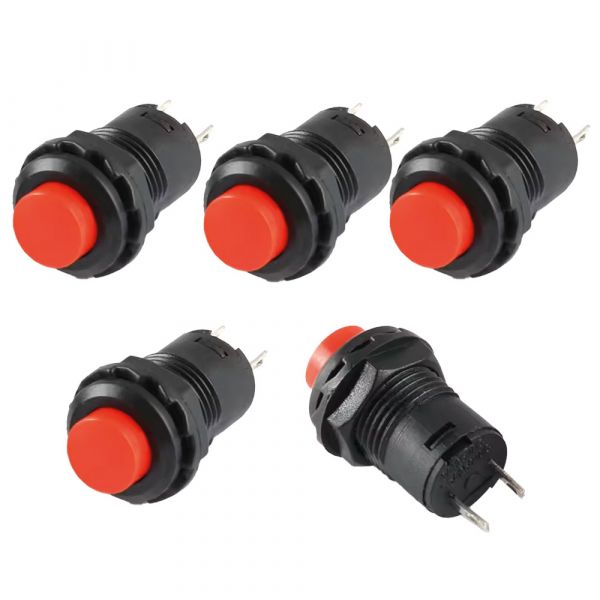 5x Druckschalter selbstsichernd 12mm DS-428 Rot