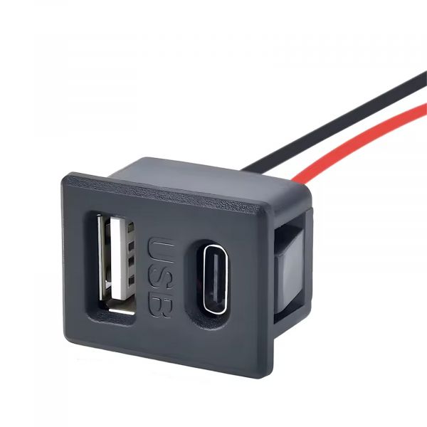 Einbaubuchse USB-A +USB-C 2A für Stromversorgung