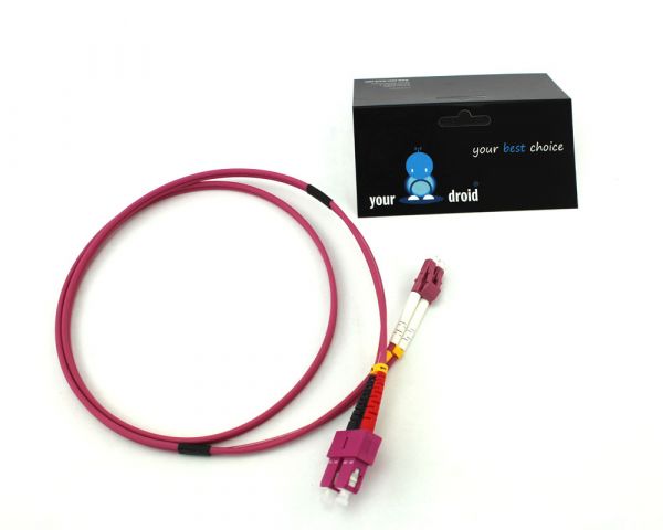 Glasfaser LWL Duplex Patchkabel LC-SC 50/125µ OM4 2m