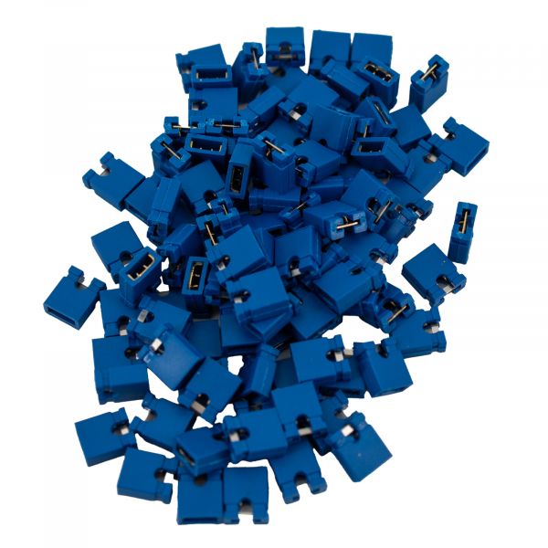 100 Jumper Kurzschlussbrücken 2.54mm blau