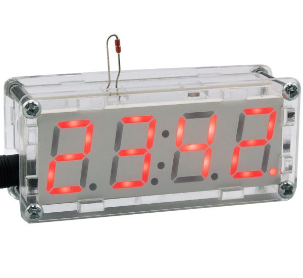 Bausatz elektronische Uhr mit 4 Bit Display Rot