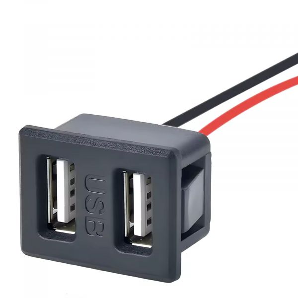 Einbaubuchse DUAL USB für Stromversorgung (flach)