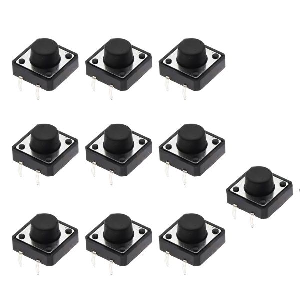 10x Taster 12×12×7mm THT – Microtaster Druckknopf für Prototyping und DIY-Elektronik