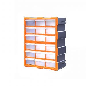 Kleinteilemagazin Sortimentskasten erweiterbar 18 Fächer (Orange)
