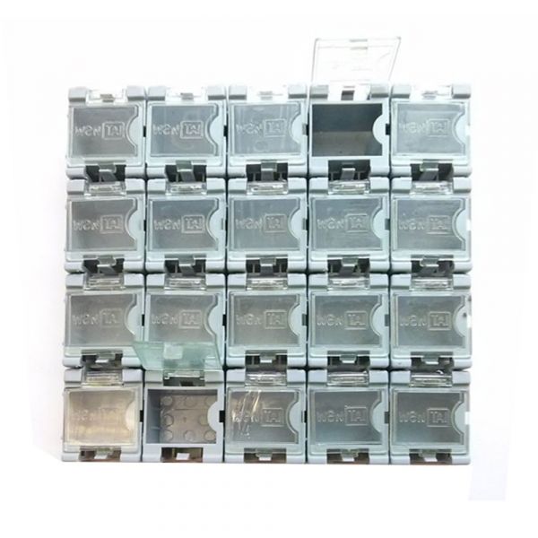 20x Leer Container Box (leer) für SMD Bauelemente - grau