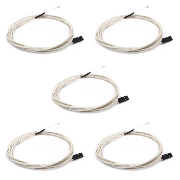 5x Thermistor NTC 3950 100k Ohm mit 1m Anschlusskabel 2-Pin