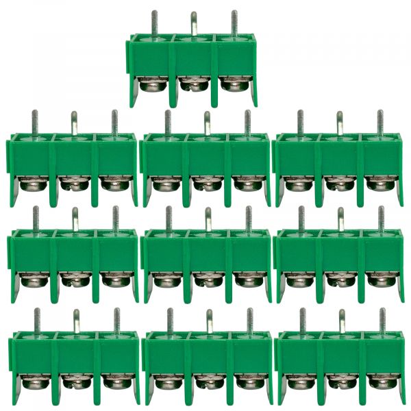 10x Schraubklemmenblock 300V 20A 3 Pin 7,62mm AWG 24–12 / 0,2–2,5 mm²