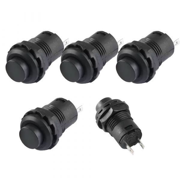 5x Druckschalter selbstsichernd 12mm DS-428 Schwarz
