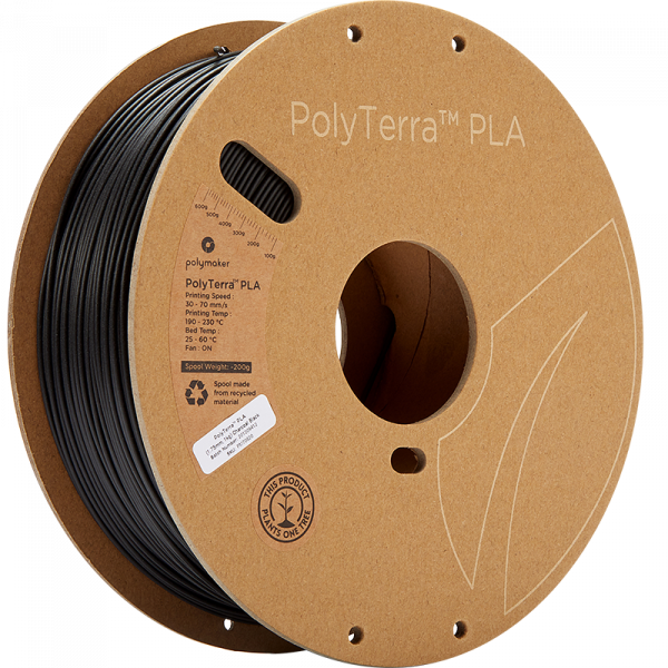 Polymaker PolyTerra PLA Filament Charcoal Black 1.75mm 1kg