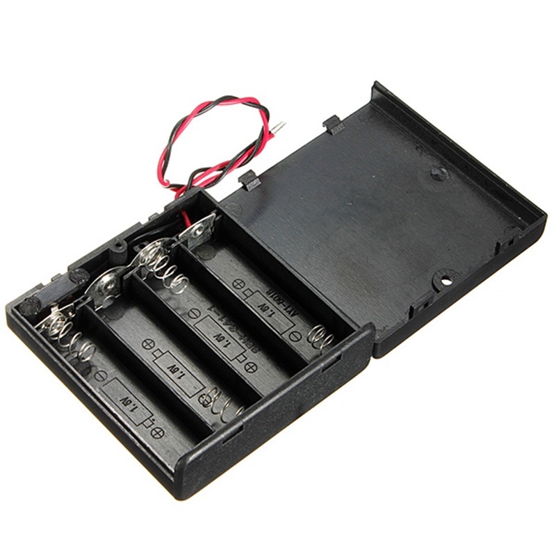5Stk3x1.5V AA Batterie Box Kartonhalter mit Abdeckung Schalter 6" führen schwarz 