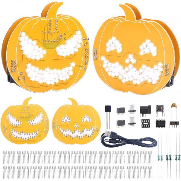 Bausatz: Halloween LED Kürbis Übungsplatine – Lötbausatz für Anfänger