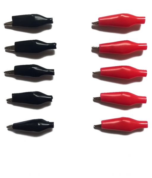 10er Set (5+5) Krokodilklemmen Metall Rot + Schwarz
