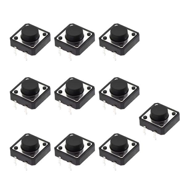 10x Taster 12x12x6mm THT Druckknopf Microtaster 4-Pin für Arduino, Tastatur & Prototyping