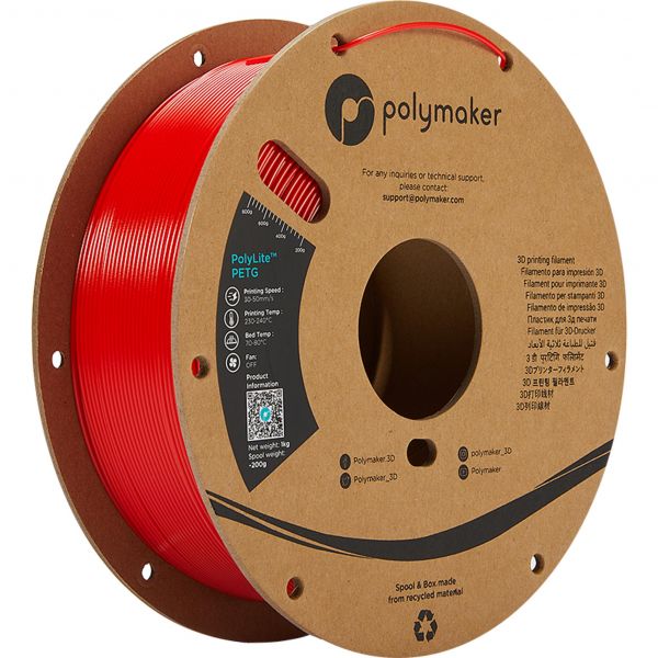 Polymaker PolyLite PETG Filament Rot 1.75mm 1kg