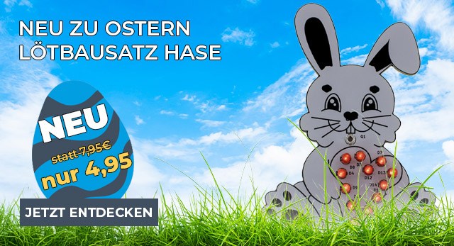 Lötbausatz Osterhase mit leuchtendem Herz