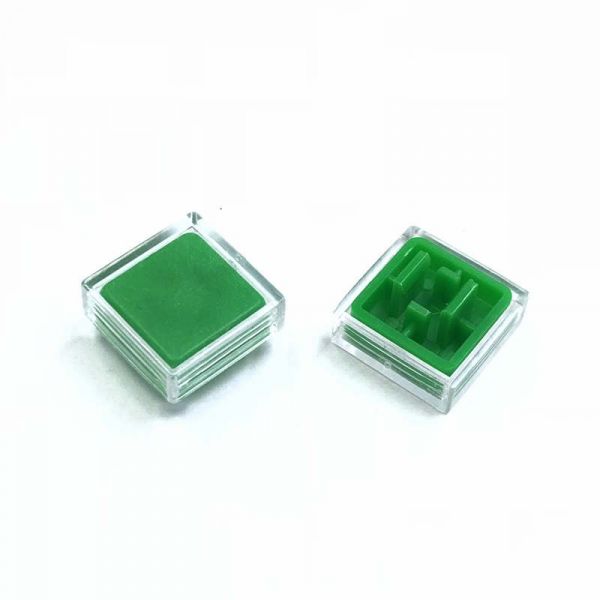 10x A14 Keycaps grün + transparente Abdeckkappen für 12×12×7,3 mm Taster
