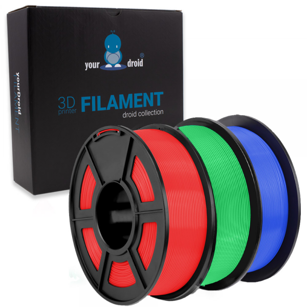 yourDroid PLA Filament Colour Set Rot, Grün, Blau 1.75mm 3kg