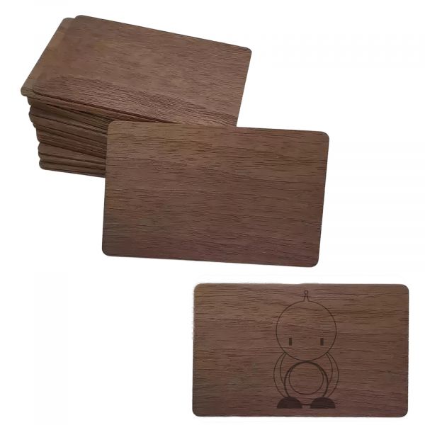 10 NFC213 RFID-Karten aus Bambus– Lasergravurfähige RFID-Tags 13,56 MHz (Schwarze Walnuss)